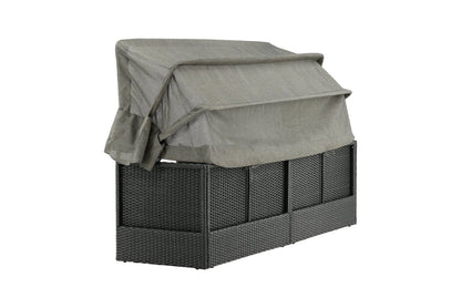Luxusbetten24 Merano Outdoor-Liege mit Sonnendach aus Polyrattan, Schwarz