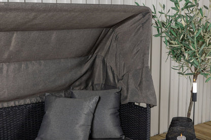Luxusbetten24 Merano Outdoor-Liege mit Sonnendach aus Polyrattan, Schwarz