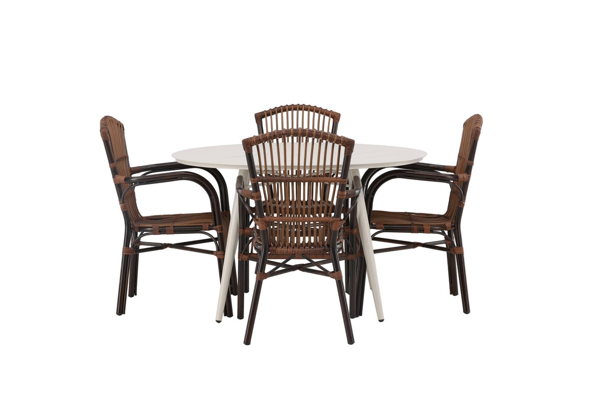 Garten Essgruppe Jorina – 5‑Teiliges Set in Rattanoptik