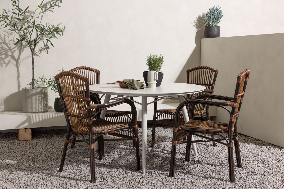 Garten Essgruppe Jorina – 5‑Teiliges Set in Rattanoptik