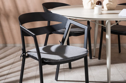Mivano Garten Essgruppe 5‑Teiliges Set mit Rundem Tisch, Beige/Schwarz