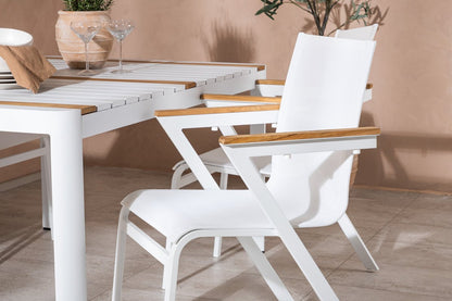 Garten Essgruppe Rolina – 4 Stühle und 1 Tisch in Weiß