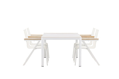 Garten Essgruppe Rolina – 4 Stühle und 1 Tisch in Weiß