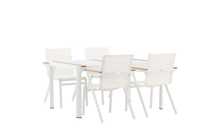Garten Essgruppe Rolina – 4 Stühle und 1 Tisch in Weiß