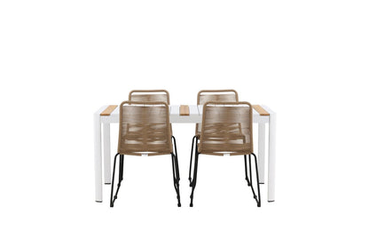Luxusbetten24 Sarova Garten Essgruppe 5‑teiliges Set Weiß/Braun Outdoor