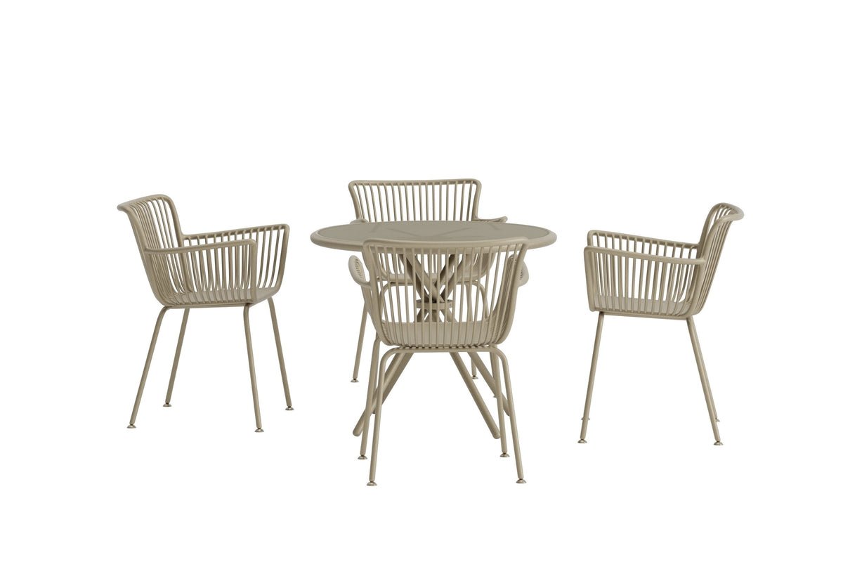 Garten Essgruppe Solvira – 5‑Teiliges Gartenmöbel-Set mit Rundem Tisch