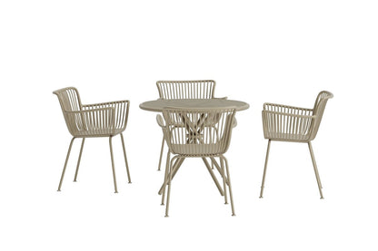 Garten Essgruppe Solvira – 5‑Teiliges Gartenmöbel-Set mit Rundem Tisch