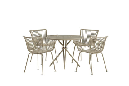 Garten Essgruppe Solvira – 5‑Teiliges Gartenmöbel-Set mit Rundem Tisch