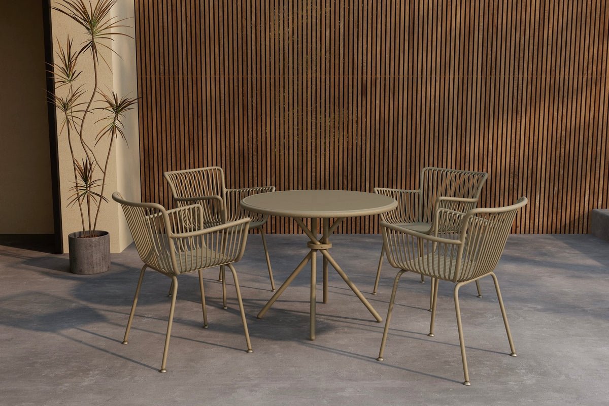 Garten Essgruppe Solvira – 5‑Teiliges Gartenmöbel-Set mit Rundem Tisch