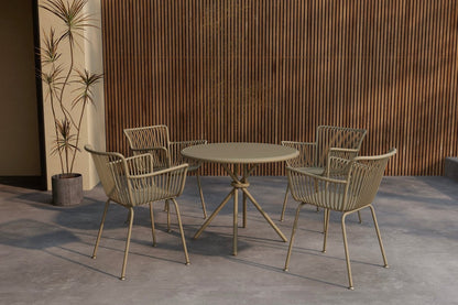 Garten Essgruppe Solvira – 5‑Teiliges Gartenmöbel-Set mit Rundem Tisch