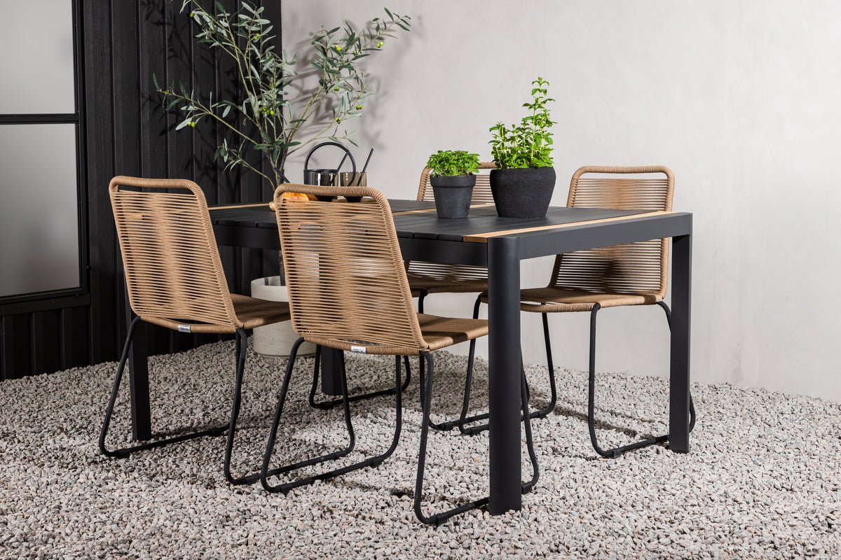 Garten Essgruppe Virello – 5-teiliges Gartenmöbel-Set in Schwarz/Braun