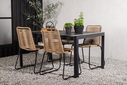 Garten Essgruppe Virello – 5-teiliges Gartenmöbel-Set in Schwarz/Braun