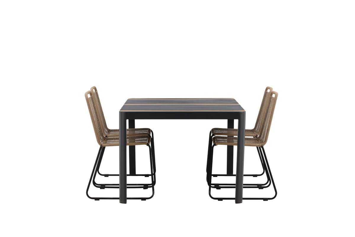 Garten Essgruppe Virello – 5-teiliges Gartenmöbel-Set in Schwarz/Braun