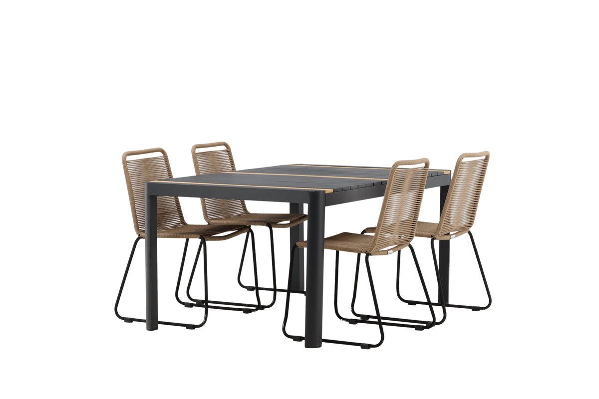 Garten Essgruppe Virello – 5-teiliges Gartenmöbel-Set in Schwarz/Braun