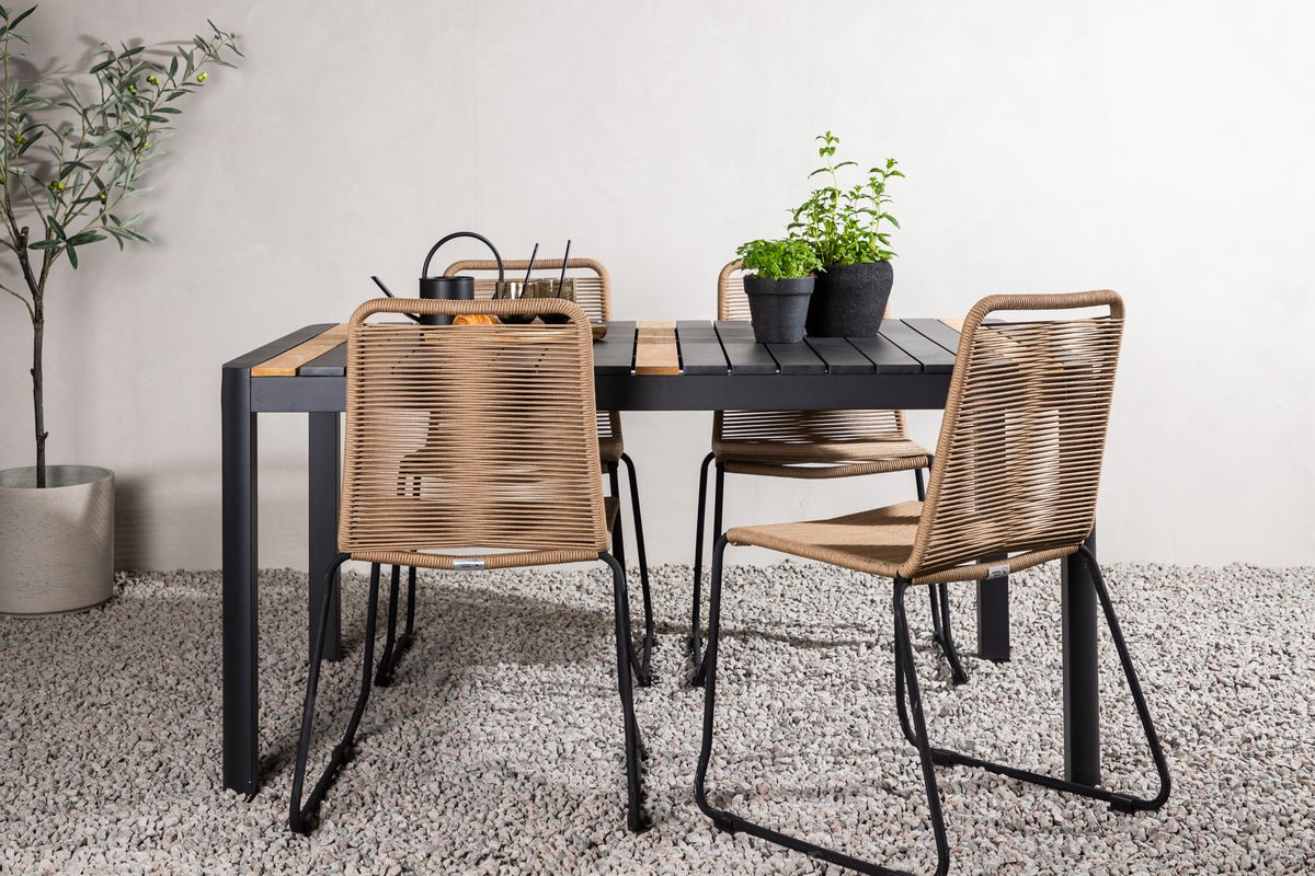 Garten Essgruppe Virello – 5-teiliges Gartenmöbel-Set in Schwarz/Braun