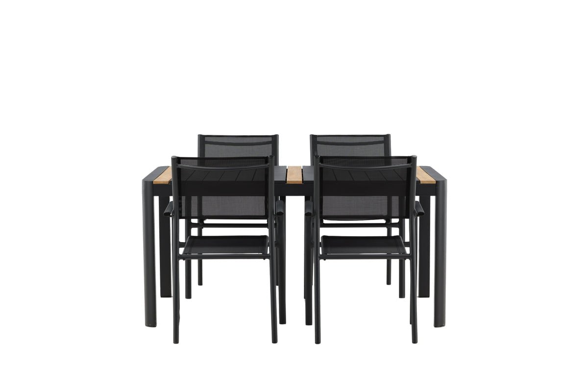 Wylera 5‑teiliges Garten Essgruppe Set Schwarz Outdoor Komplett