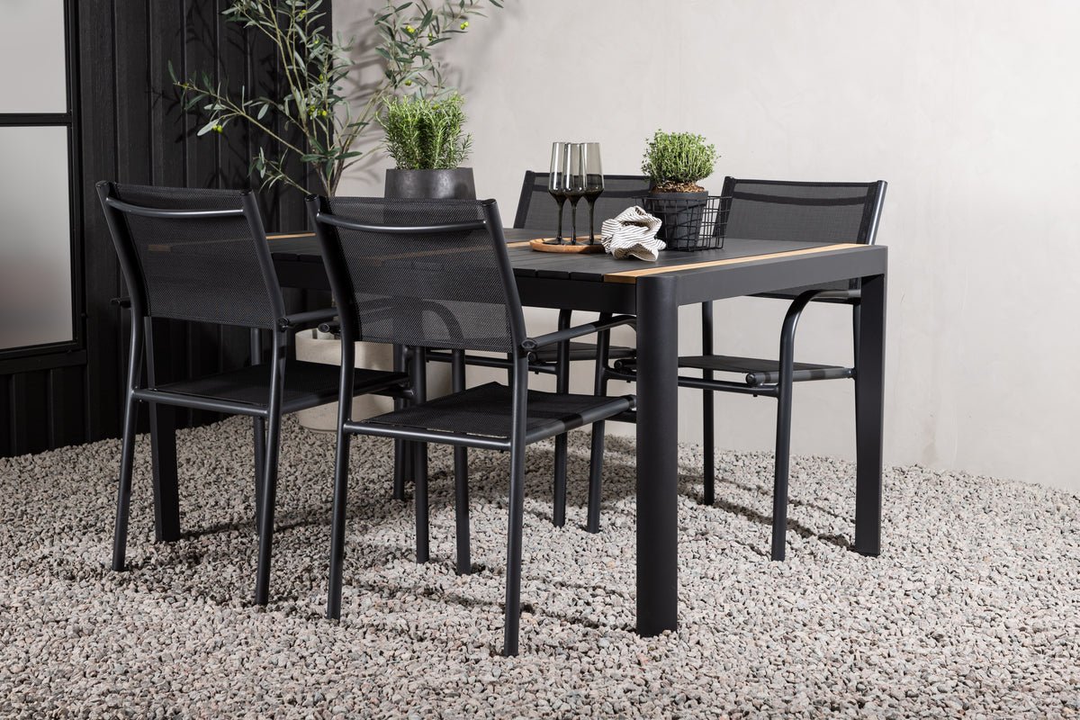 Wylera 5‑teiliges Garten Essgruppe Set Schwarz Outdoor Komplett