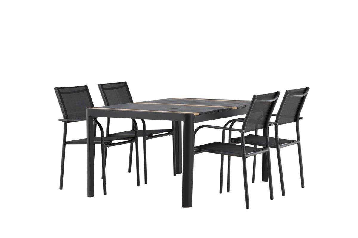 Wylera 5‑teiliges Garten Essgruppe Set Schwarz Outdoor Komplett
