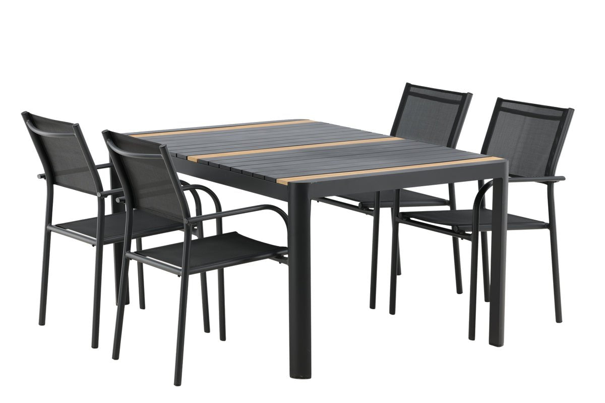 Wylera 5‑teiliges Garten Essgruppe Set Schwarz Outdoor Komplett