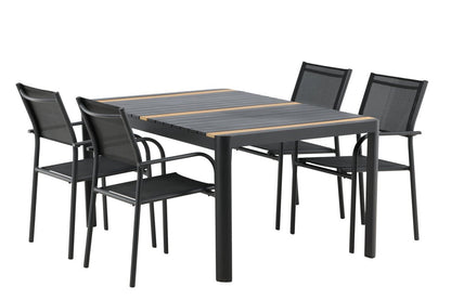 Wylera 5‑teiliges Garten Essgruppe Set Schwarz Outdoor Komplett