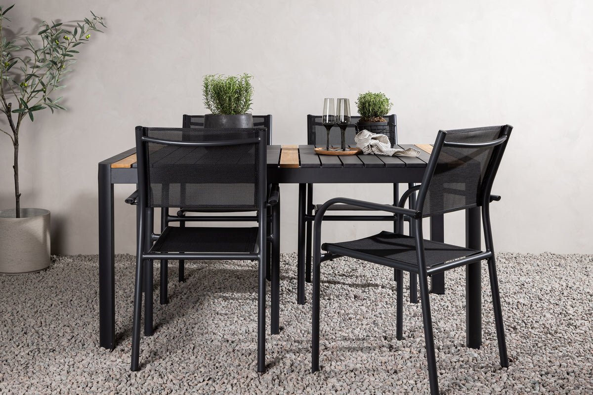 Wylera 5‑teiliges Garten Essgruppe Set Schwarz Outdoor Komplett