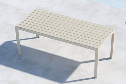 Luxusbetten24 Amalfi Gartentisch 205x90 cm Aluminium‑Polywood, Beige oder Schwarz