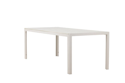 Luxusbetten24 Amalfi Gartentisch 205x90 cm Aluminium‑Polywood, Beige oder Schwarz