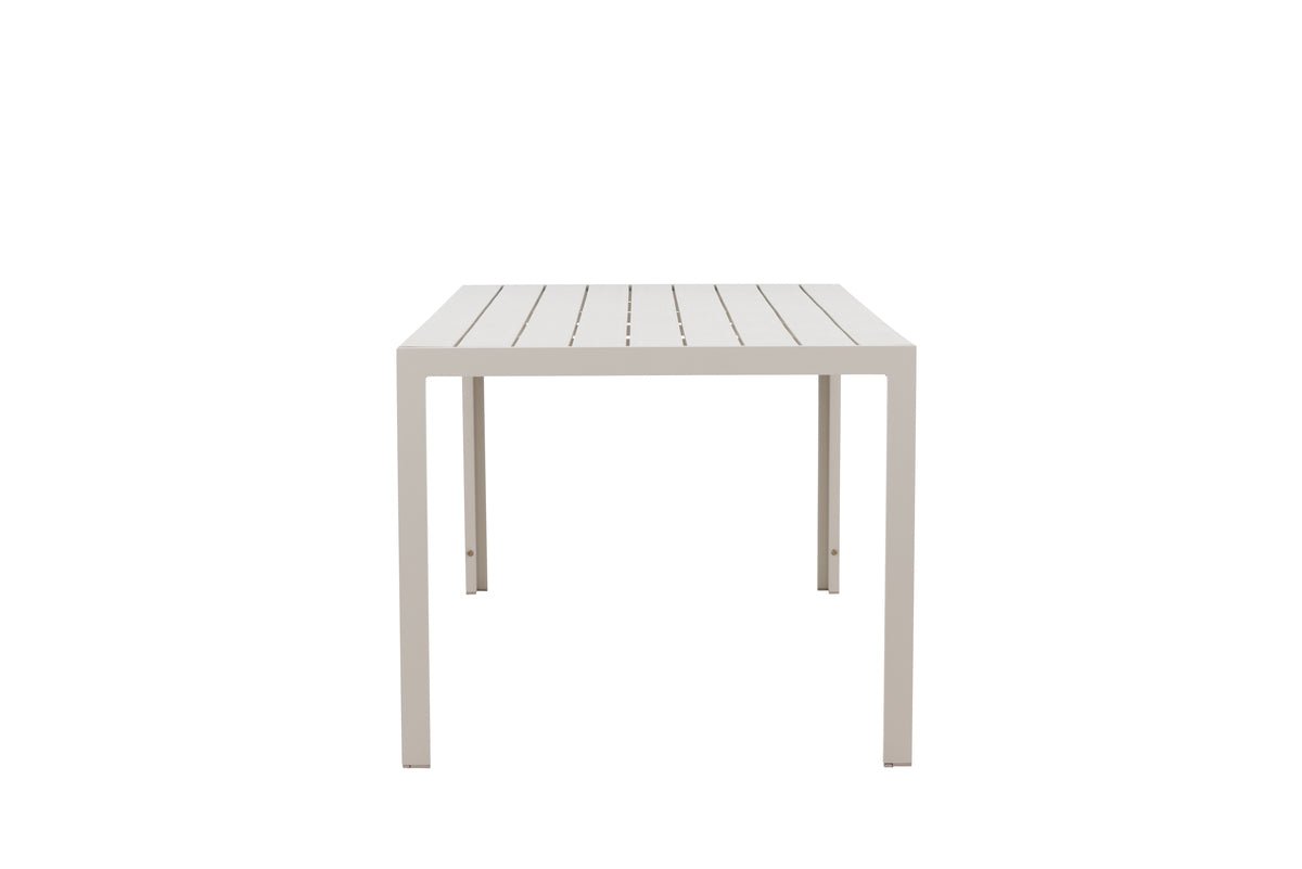 Luxusbetten24 Amalfi Gartentisch 205x90 cm Aluminium‑Polywood, Beige oder Schwarz