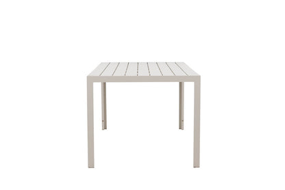 Luxusbetten24 Amalfi Gartentisch 205x90 cm Aluminium‑Polywood, Beige oder Schwarz