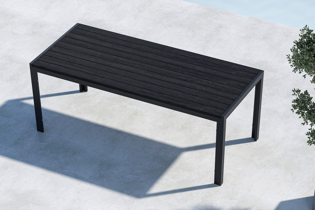 Luxusbetten24 Amalfi Gartentisch 205x90 cm Aluminium‑Polywood, Beige oder Schwarz