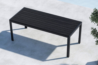 Luxusbetten24 Amalfi Gartentisch 205x90 cm Aluminium‑Polywood, Beige oder Schwarz