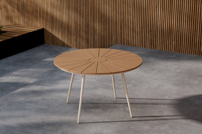 Luxusbetten24 Capri Garten Esstisch Ø 120 cm Polywood Aluminium Beige