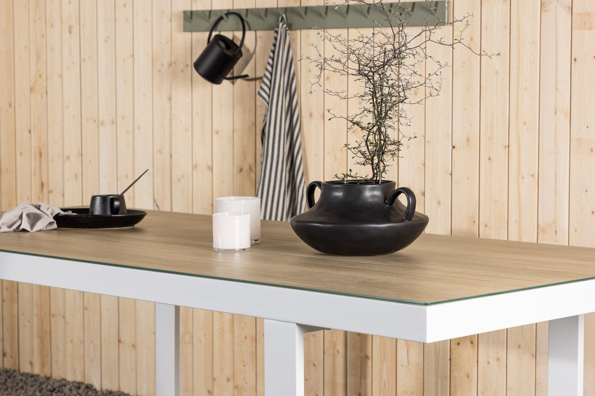 Fjord Garten Esstisch 200x90 cm Weiß Aluminium‑Glas