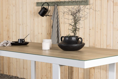 Fjord Garten Esstisch 200x90 cm Weiß Aluminium‑Glas