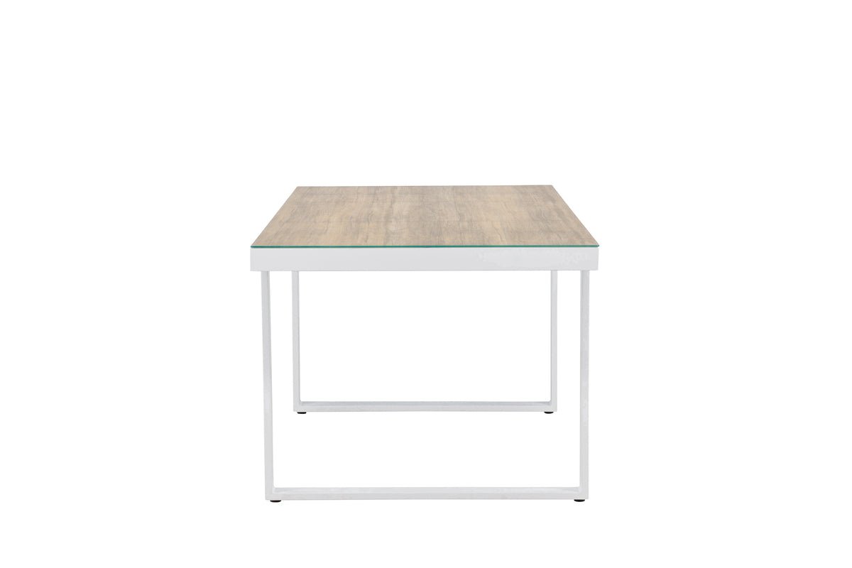 Fjord Garten Esstisch 200x90 cm Weiß Aluminium‑Glas