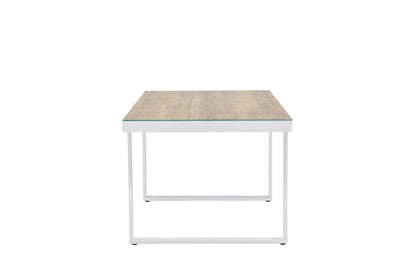 Fjord Garten Esstisch 200x90 cm Weiß Aluminium‑Glas