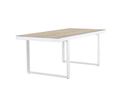 Fjord Garten Esstisch 200x90 cm Weiß Aluminium‑Glas