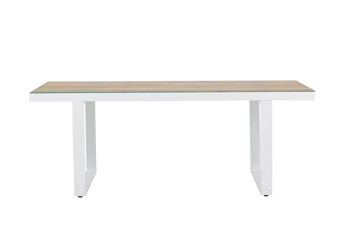 Fjord Garten Esstisch 200x90 cm Weiß Aluminium‑Glas