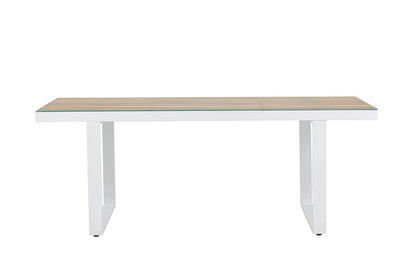 Fjord Garten Esstisch 200x90 cm Weiß Aluminium‑Glas