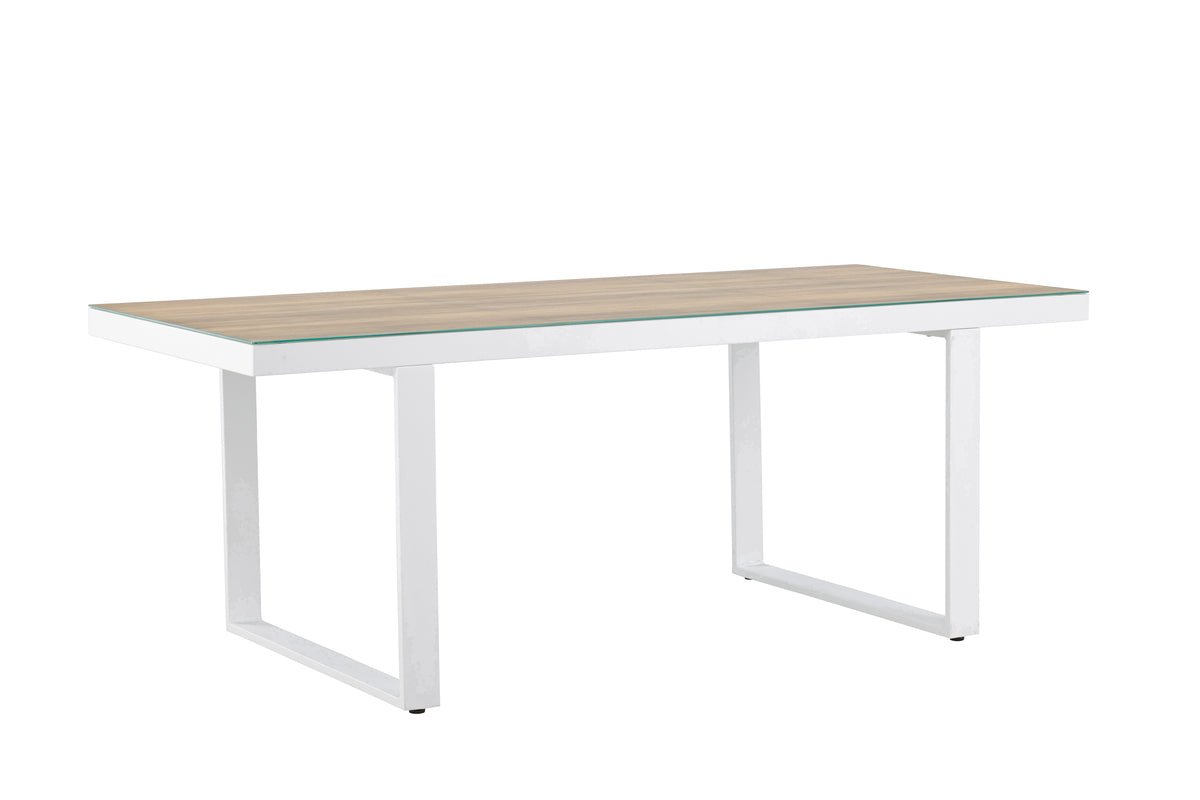 Fjord Garten Esstisch 200x90 cm Weiß Aluminium‑Glas