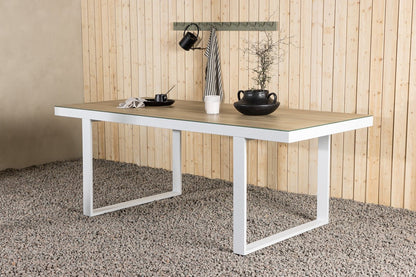 Fjord Garten Esstisch 200x90 cm Weiß Aluminium‑Glas