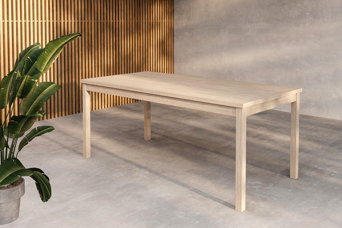 Garten Esstisch Lago – 180x90 cm Aus Weiß Gekalktem Oder Schwarzem Teakholz