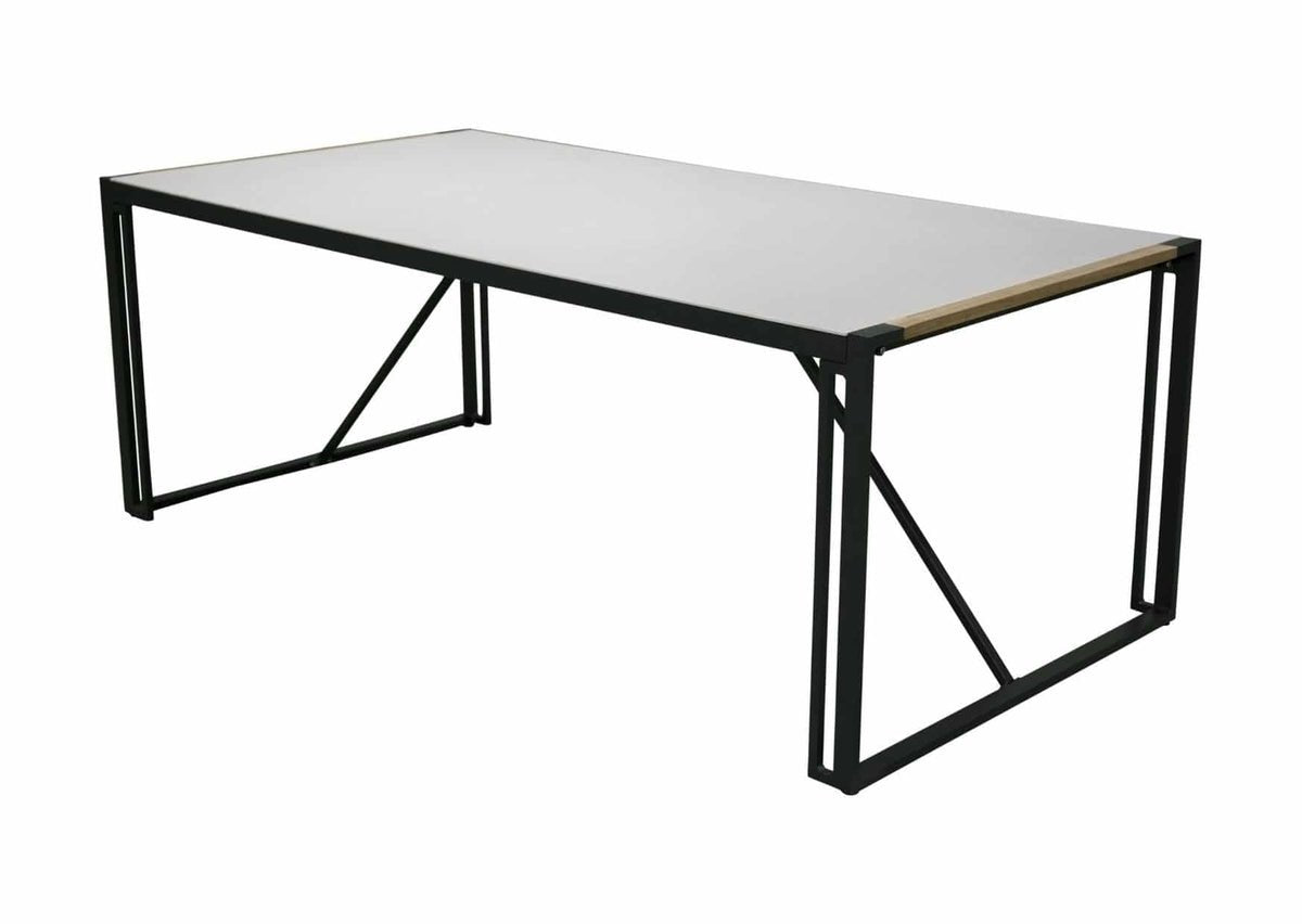 Luxusbetten24 Lorenzo Gartentisch 200x90 cm mit Glas‑Teakholzplatte Grau Garten