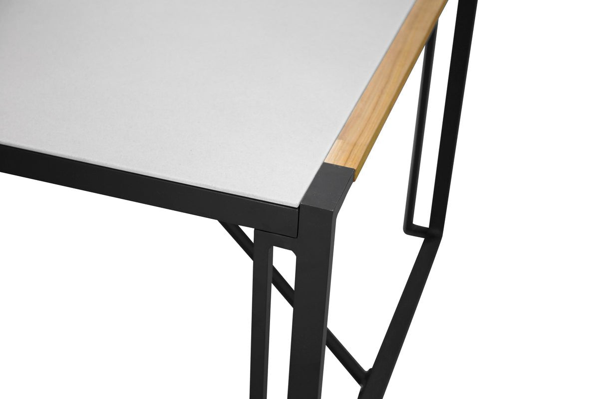 Luxusbetten24 Lorenzo Gartentisch 200x90 cm mit Glas‑Teakholzplatte Grau Garten