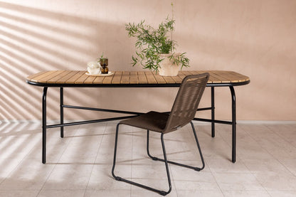 Luxusbetten24 Lumo Garten Esstisch Naturoptik mit Akazien‑Tischplatte 200x90 cm
