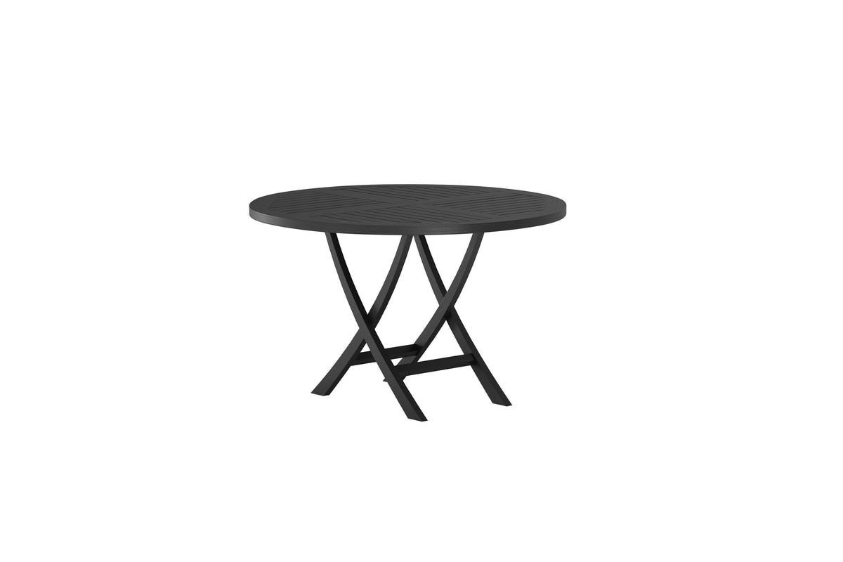 Luxusbetten24 Lunaro Gartentisch Schwarzes Teakholz Ø 120cm