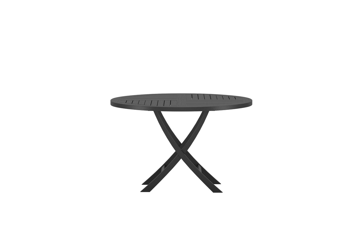 Luxusbetten24 Lunaro Gartentisch Schwarzes Teakholz Ø 120cm