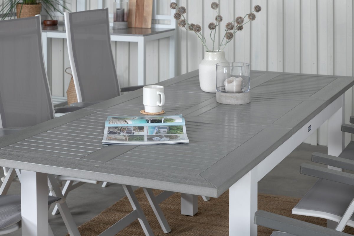 Luxusbetten24 Ravello Gartentisch Ausziehbar Alu‑Gestell Weiß 152‑210 cm Garten