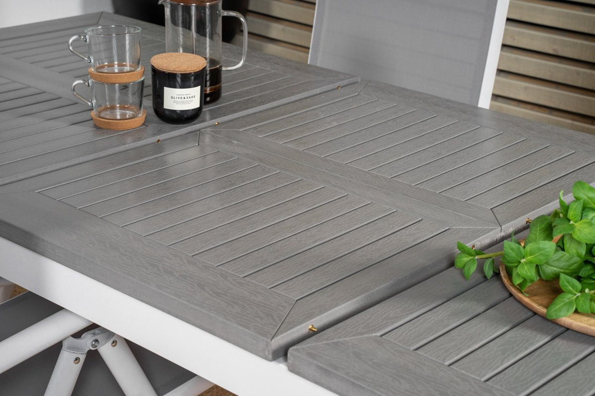 Luxusbetten24 Ravello Gartentisch Ausziehbar Alu‑Gestell Weiß 152‑210 cm Garten