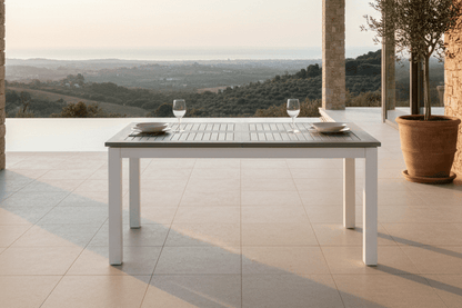 Luxusbetten24 Ravello Gartentisch Ausziehbar Alu‑Gestell Weiß 152‑210 cm Garten
